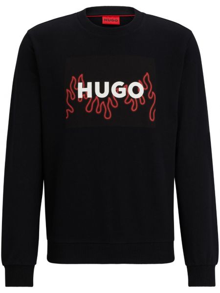 Βαμβακερός φούτερ με σχέδιο Hugo μαύρο