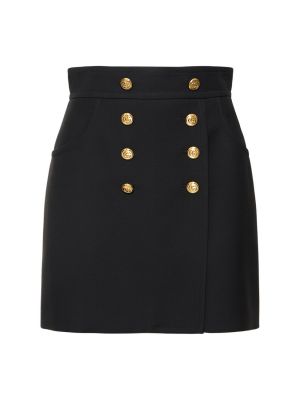 Krepové hedvábné vlněné mini sukně Gucci černé