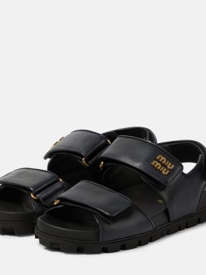 Kožené sandály Miu Miu černé