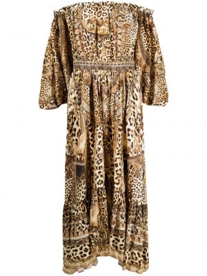 Koktejlkové šaty s potlačou s leopardím vzorom Camilla