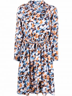 Sukienka midi z nadrukiem w abstrakcyjne wzory Kenzo niebieska