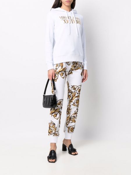Mikina s kapucí s potiskem Versace Jeans Couture bílá