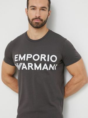 Пижама с принт с къс ръкав Emporio Armani Underwear сиво