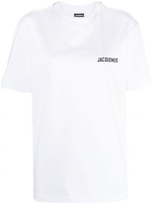 Памучна тениска с принт Jacquemus бяло