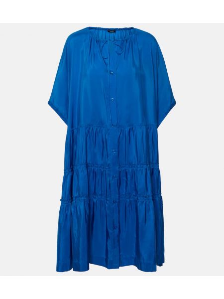 Robe mi-longue en soie Joseph bleu