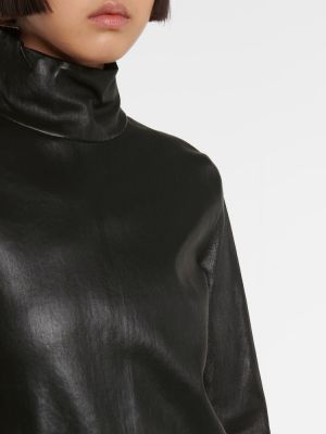 Dabīgās ādas džemperis ar augstu apkakli Bottega Veneta melns