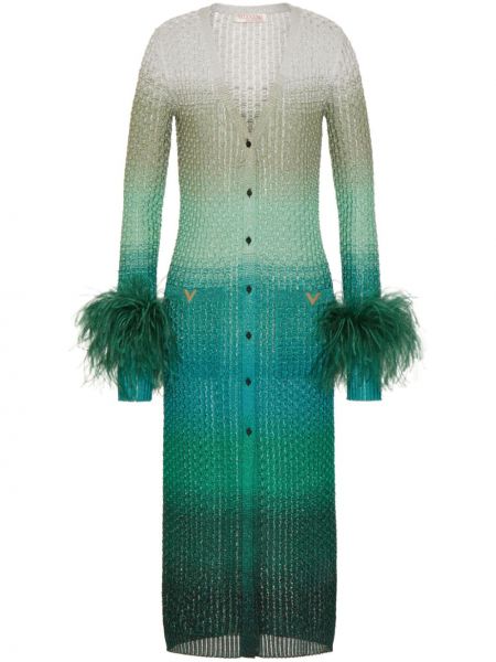 Midi šaty z peří s přechodem barev Valentino Garavani
