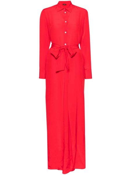 Robe droite en soie Kiton rouge