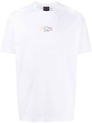 Памучна тениска с принт Paul & Shark бяло