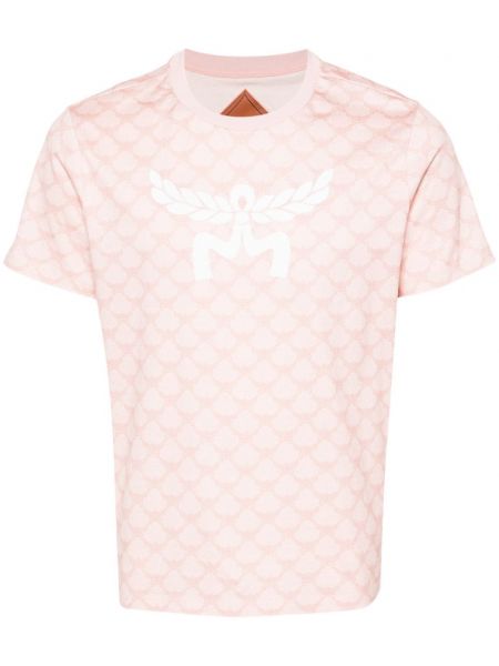 T-shirt en coton à imprimé Mcm rose