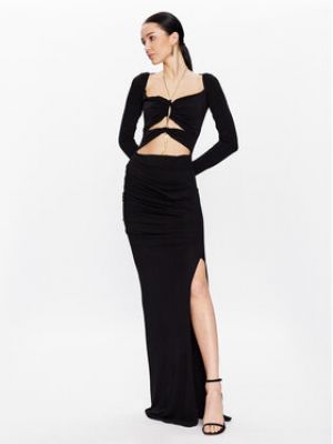 Slim fit večerní šaty Elisabetta Franchi černé