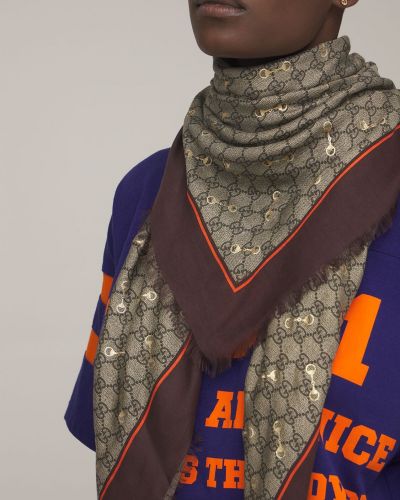 Hedvábný šátek s potiskem z modalu Gucci