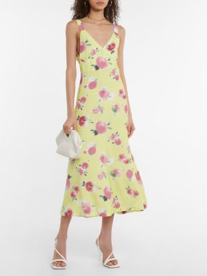 Midi obleka s cvetličnim vzorcem iz žakarda Rotate Birger Christensen rumena