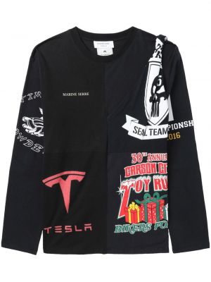 Jersey sweatshirt mit print Marine Serre schwarz