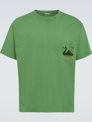 T-shirt di cotone in jersey Bode verde