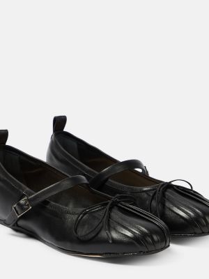 Pliszírozott bőr balerina cipők Simone Rocha fekete