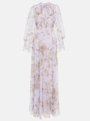 Rochie lunga de mătase cu imagine Erdem violet