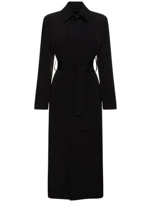 Krepový kabát na gombíky Yohji Yamamoto čierna