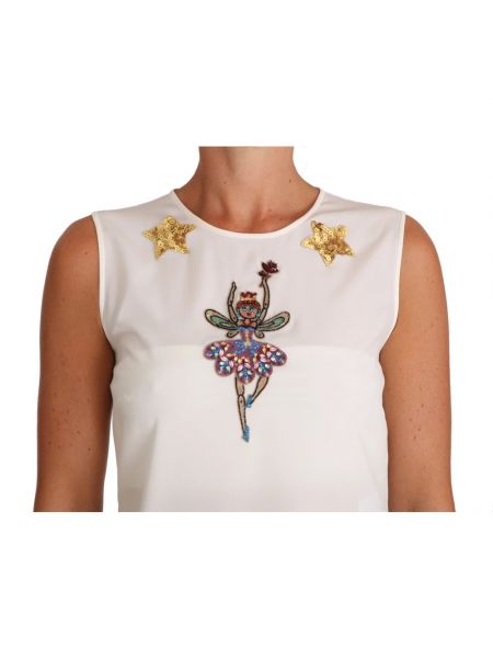 Blusa de seda de cristal Dolce & Gabbana blanco