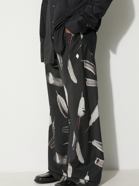 Jednobarevné vlněné kalhoty z peří Marcelo Burlon černé