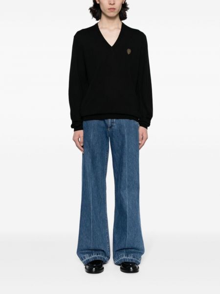 Vlněný svetr s výšivkou Gucci černý
