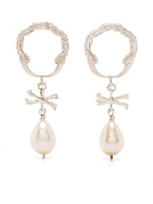 Boucles d'oreilles avec perles à boucle Claire English argenté