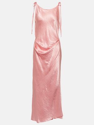 Атласное платье миди Acne Studios розовое