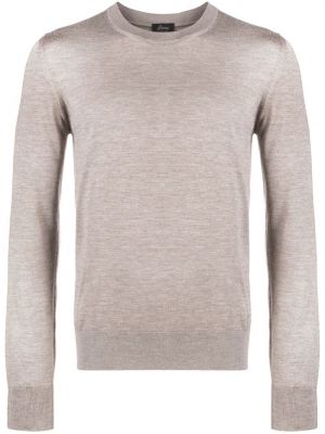 Кашмирен копринен пуловер с кръгло деколте Brioni бежово