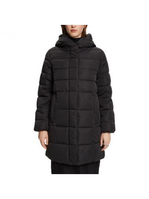 Abrigo con capucha acolchado Esprit Collection negro
