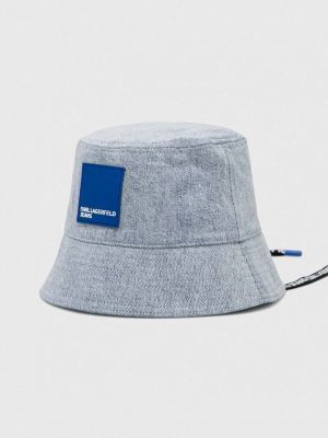 Bombažni klobuk Karl Lagerfeld Jeans modra