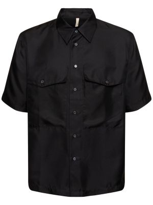Hedvábná košile s krátkými rukávy Sunflower černá
