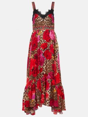 Шелковое платье миди в цветочек с принтом Camilla