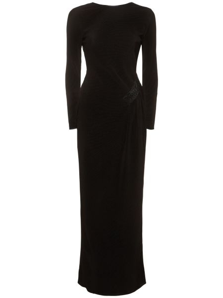 Džerzej dlouhé šaty Giorgio Armani čierna