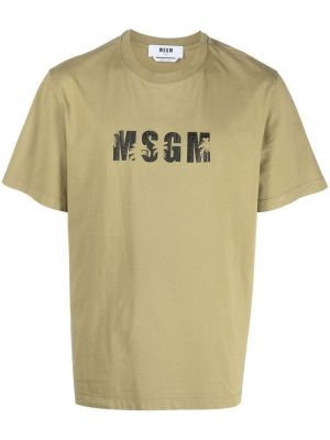 Tricou cu imprimeu zdrențuiți din bumbac cu mâneci scurte Msgm - verde