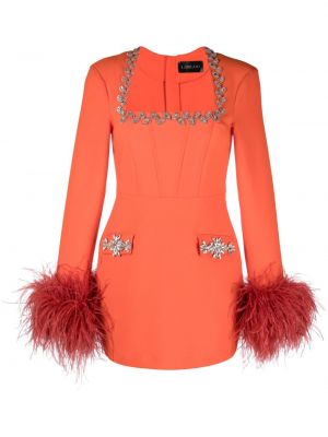 Sukienka mini z kryształkami Loulou pomarańczowa