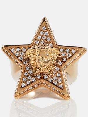 Pierścionek z kryształkami Versace złoty