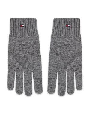 Pletené rukavice Tommy Hilfiger šedé