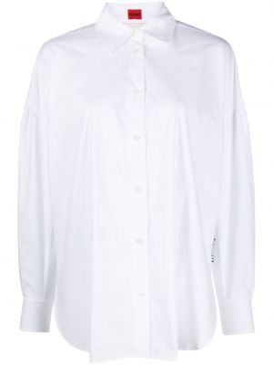 Pamučna košulja s vezicama s čipkom Hugo bijela