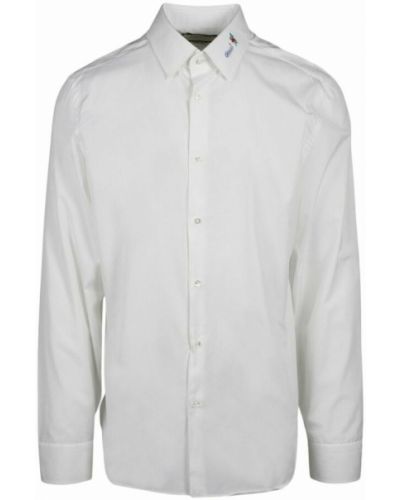 Biała koszula z haftem Gucci, biały