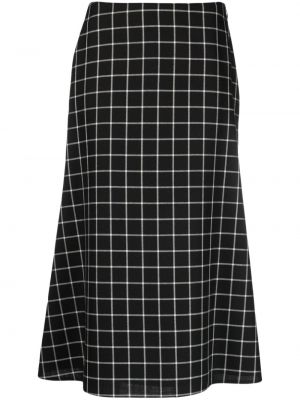Kockovaná vlnená midi sukňa Marni čierna