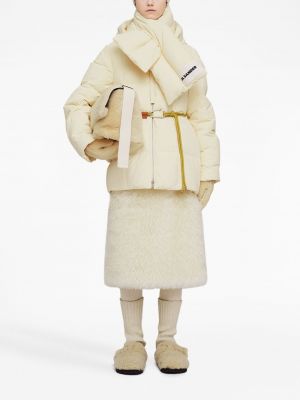 Prošívaná péřová bunda s kapucí Jil Sander bílá
