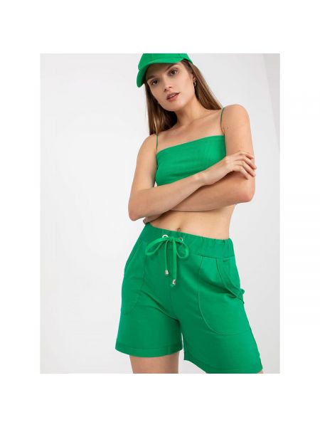Kraťasy s vysokým pasem Fashionhunters zelené
