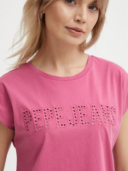Różowa koszulka bawełniana Pepe Jeans