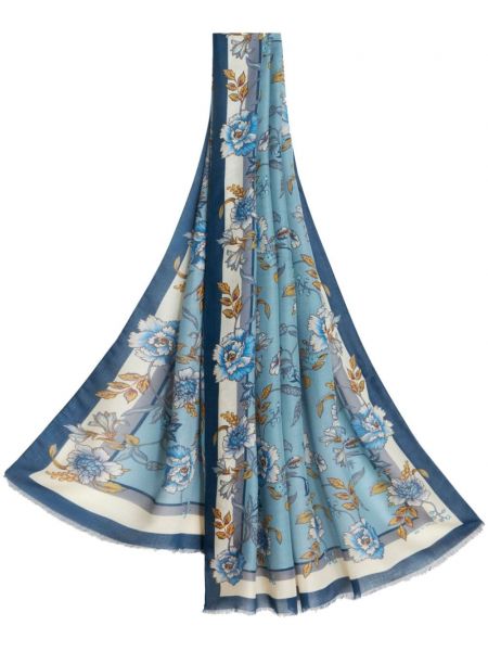 Прозрачен шал на цветя с принт Etro синьо