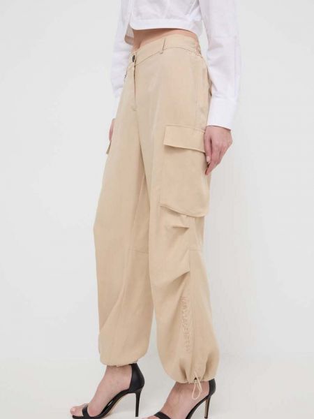 Pantaloni cargo cu talie înaltă de in Karl Lagerfeld bej