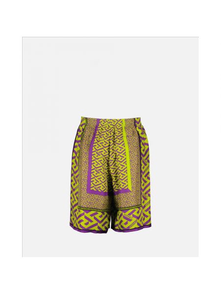 Pantalones cortos de seda con estampado Versace