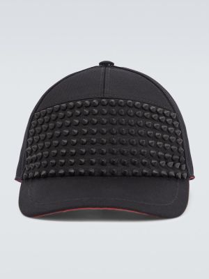 Памучна шапка с козирки Christian Louboutin черно
