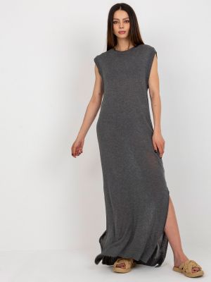 Pletené pletené šaty s kulatým výstřihem Fashionhunters šedé