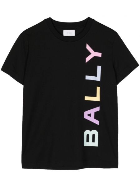 Pamučna majica s printom Bally crna