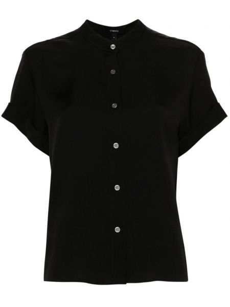 Zīda krekls ar paaugstinātu apkakli Theory melns